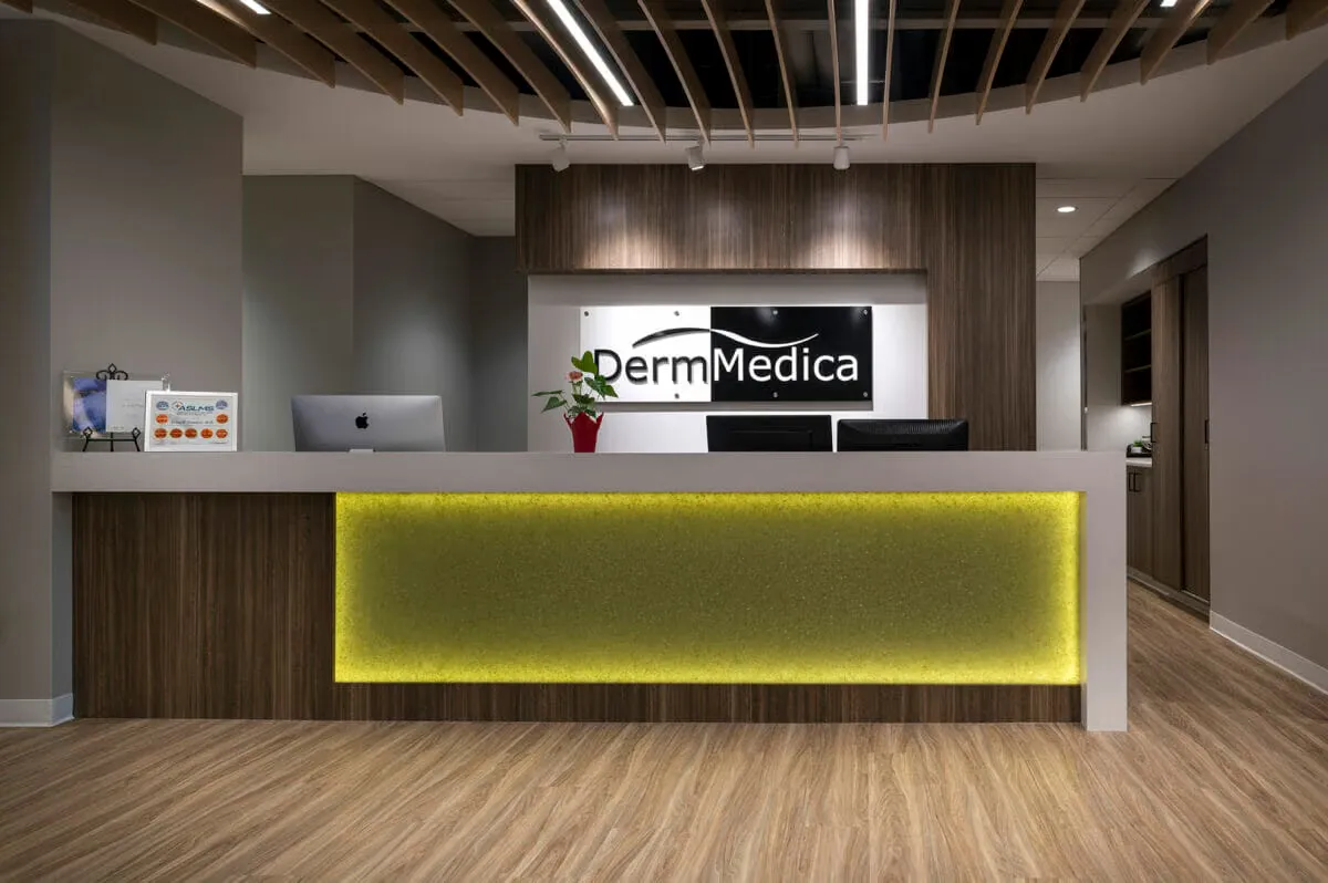 Reception counter at DermMedica clinic