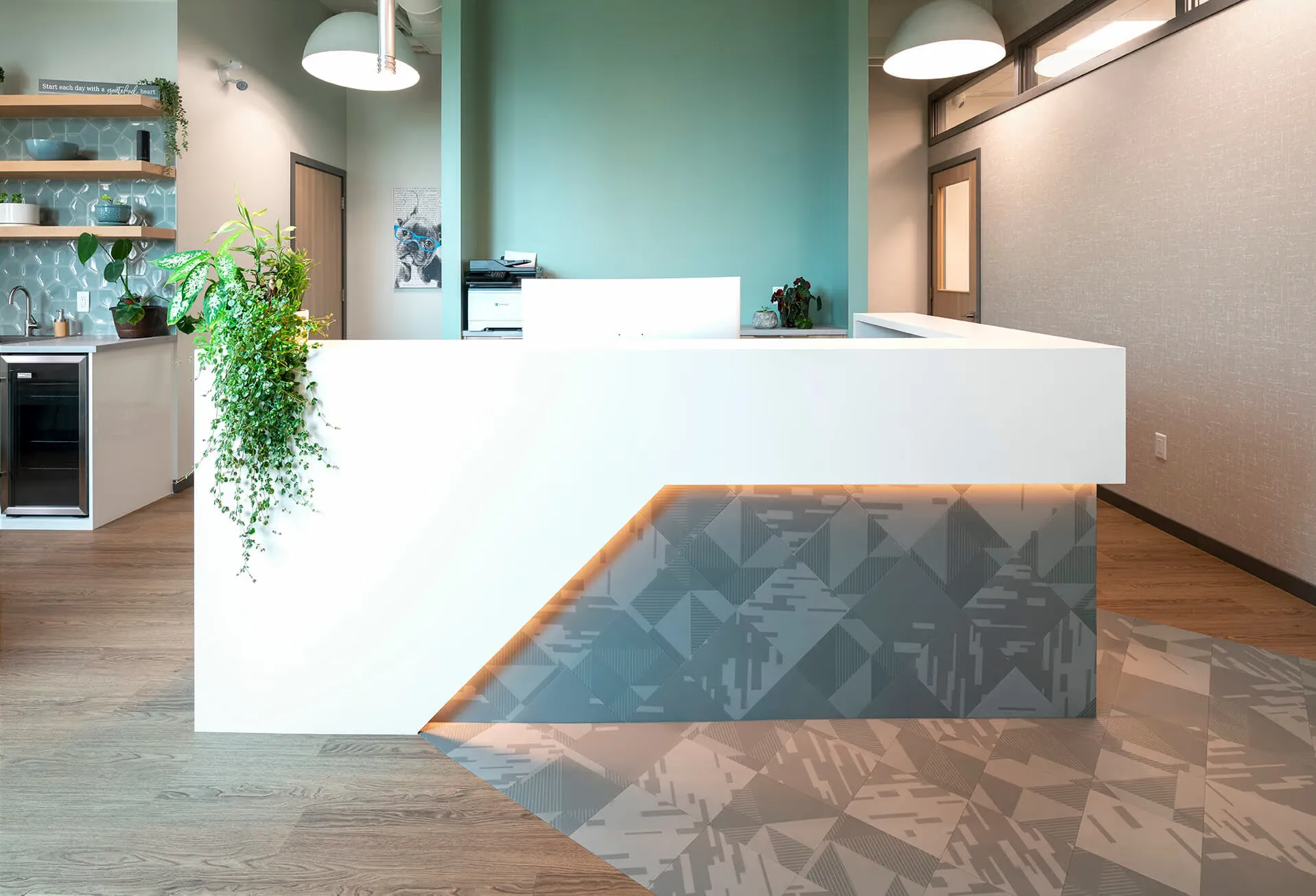 Reception interior of the Okanagan Animal Eye Care Clinic, built by Chriscan Construction