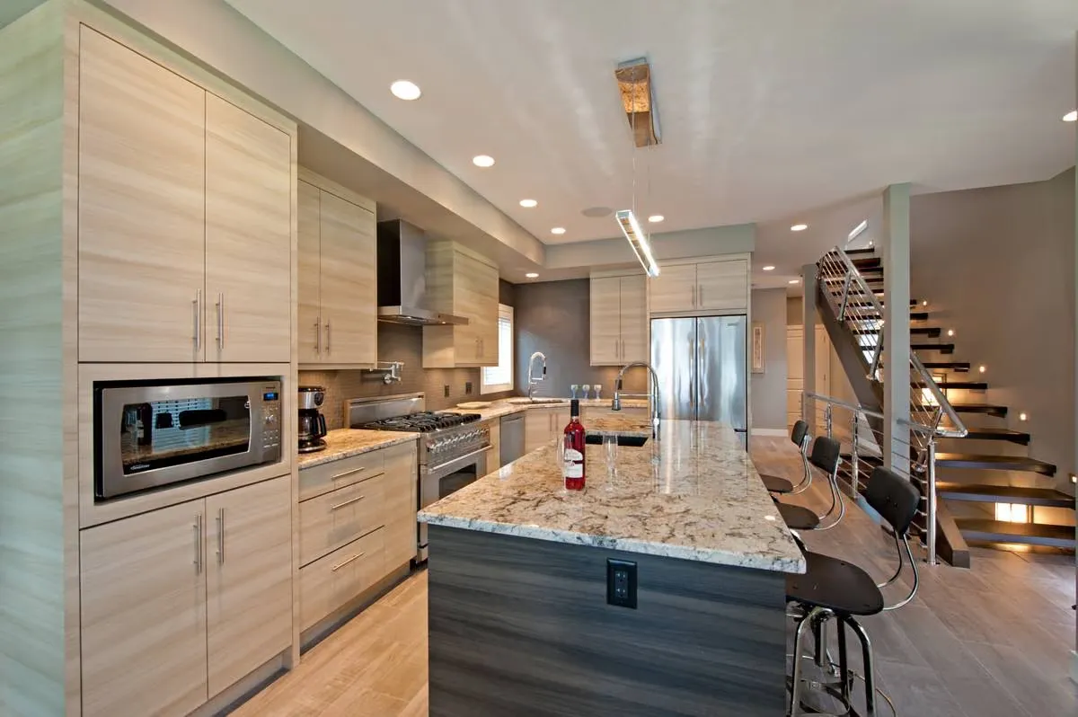 Custom kitchen with large island in an Okanagan home
